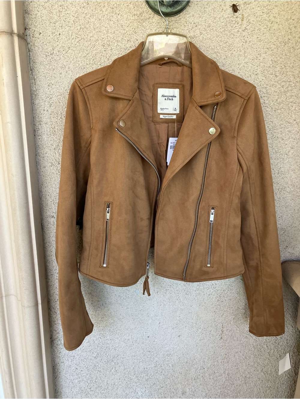 NWT Abercrombie & Fitch Women's Tan Suede Moto Jacket